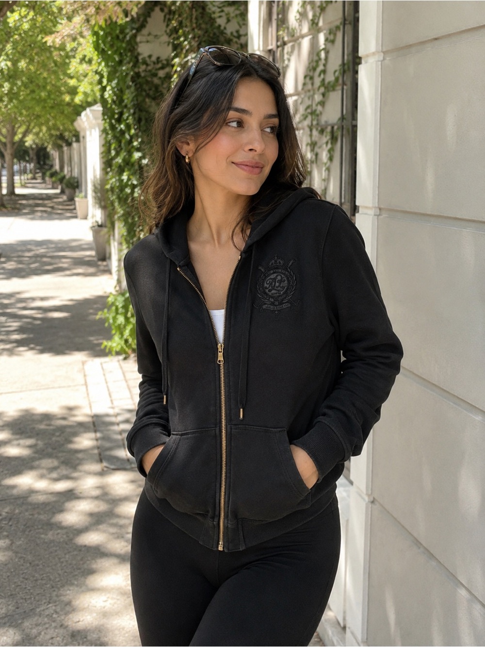 Lauren Jeans Co. Ralph Lauren Black Zip-Up Hoodie – Petite P/M